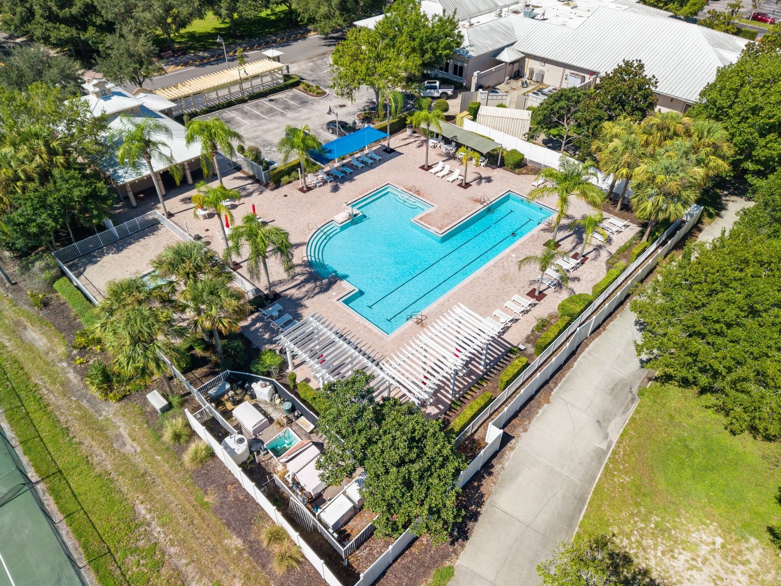 Aerial view of the Harmony community pool