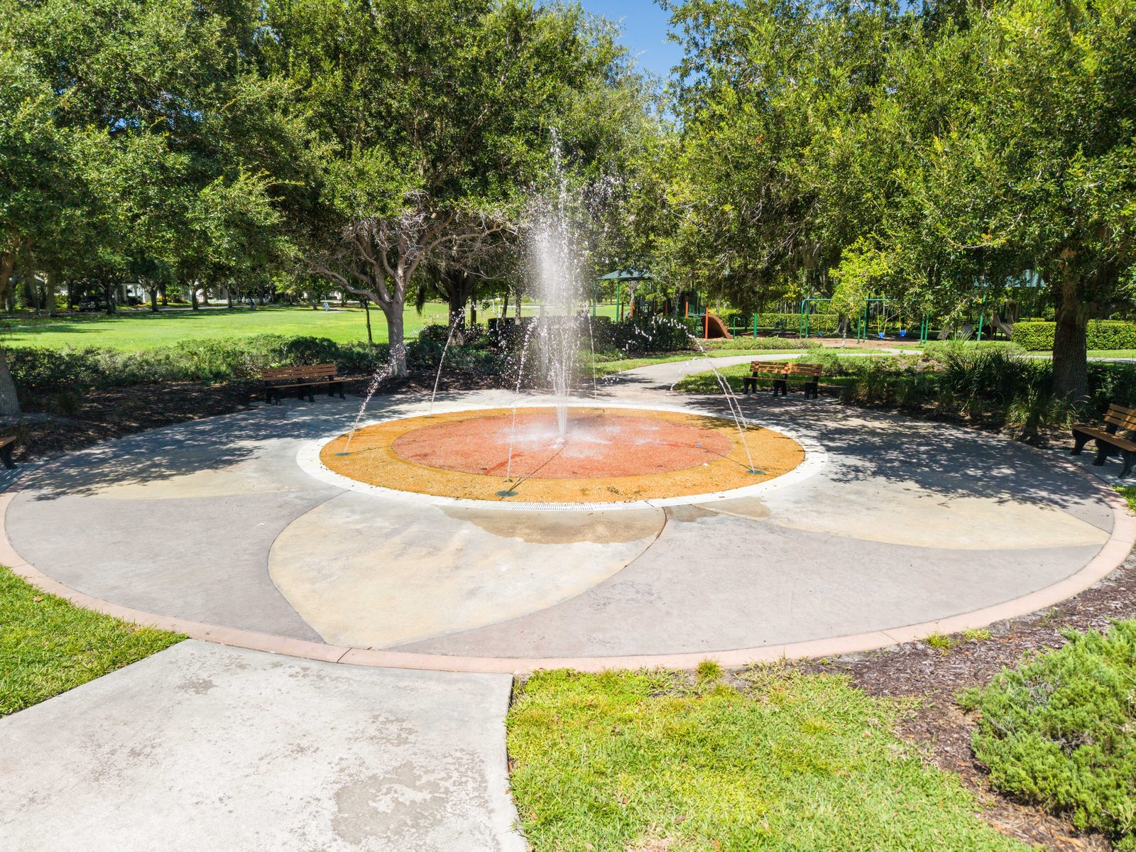 Fountain plaza near the Harmony town square