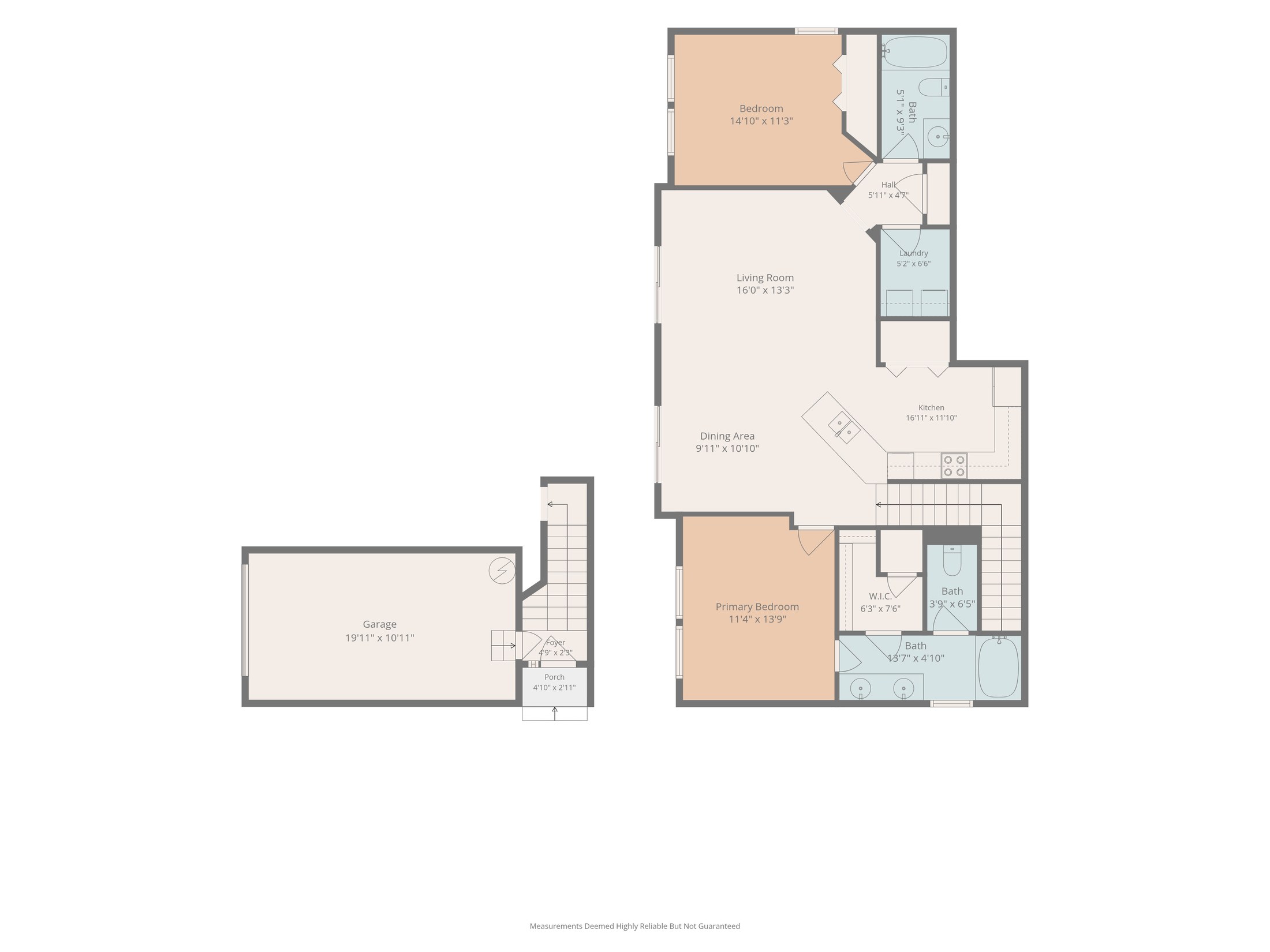 Floor plan with room dimensions for 7107 Red Lantern Drive